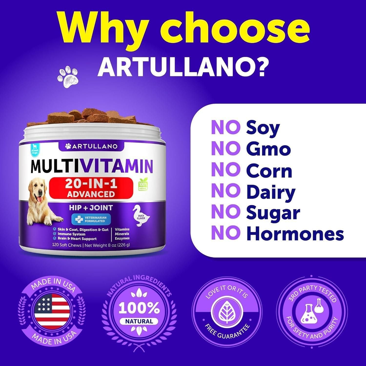 Multivitamin daily chews bottle detail 20-in-1 formula for dogs