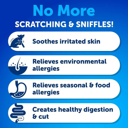 Allergy and immune chews back label with ingredients and dosage guide