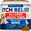 Allergy and immune chews for dogs front label skin relief supplement