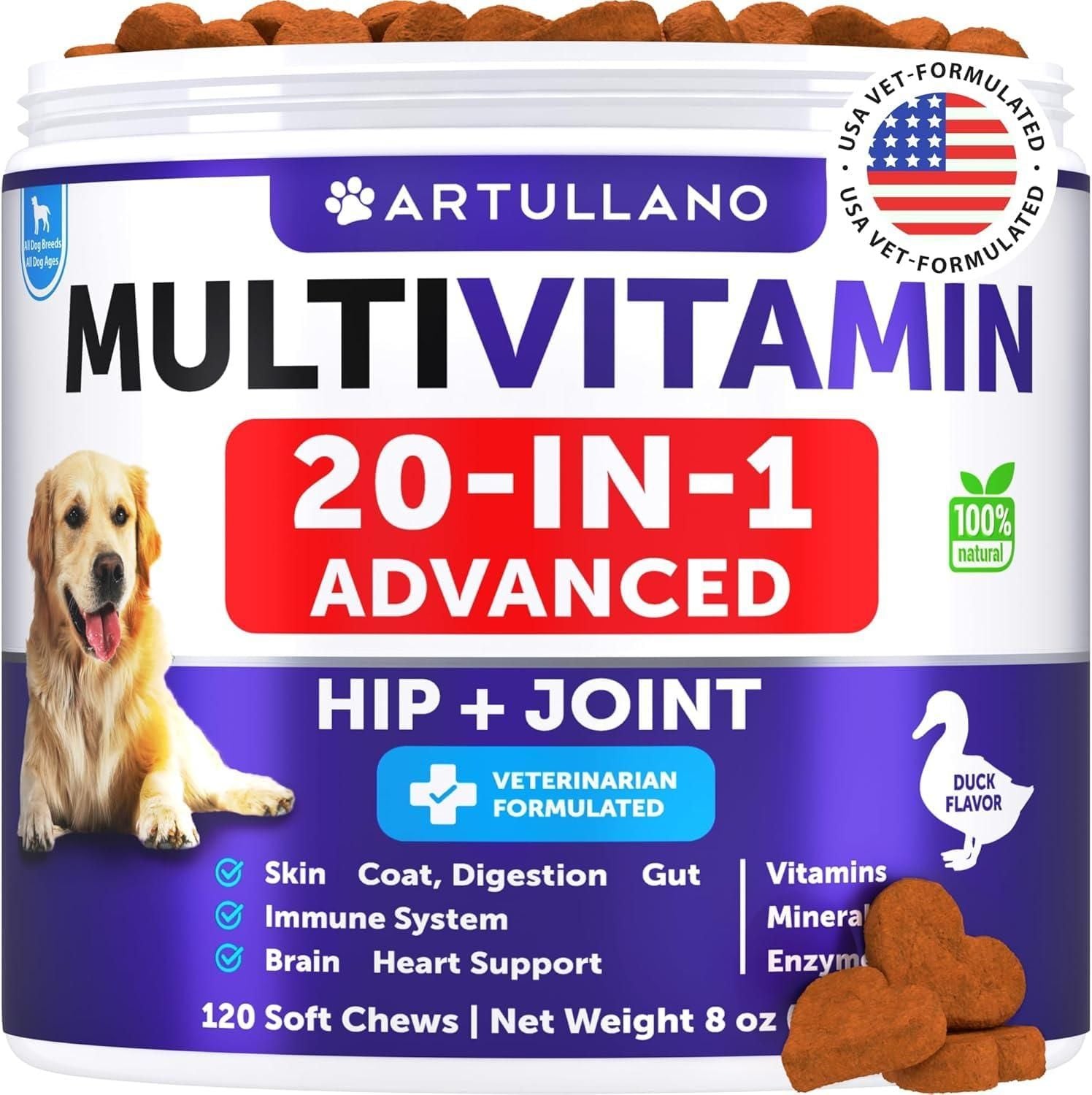 20-in-1 multivitamin daily chews for dogs front label supplement bottle