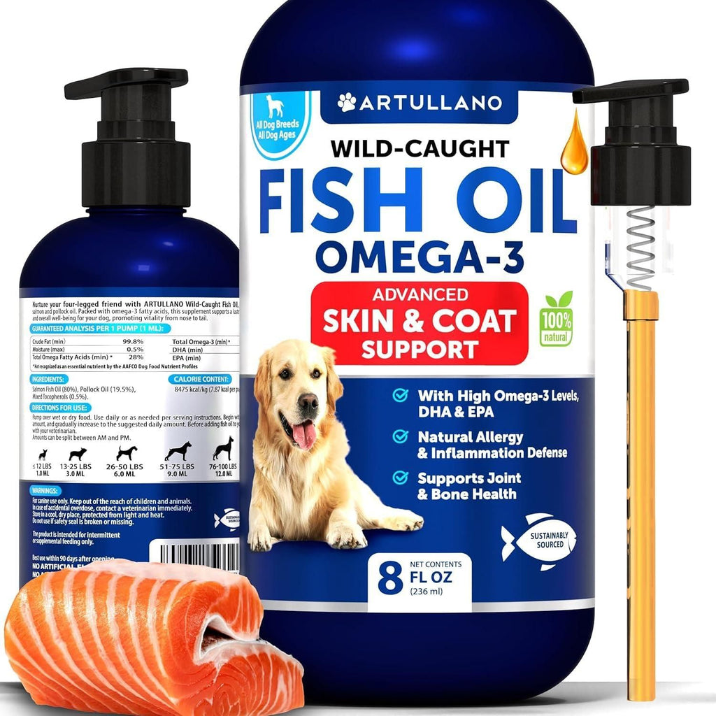 Wild Alaskan omega-3 fish oil for dogs front label pump bottle
