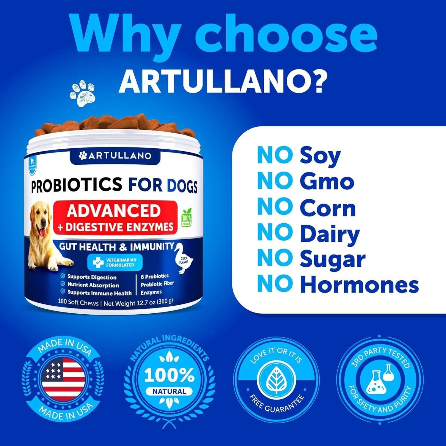 Probiotic soft chews bottle detail gut health supplement for dogs